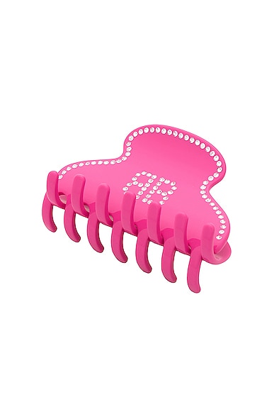 Shop Balenciaga Holli Bb Grip Hair Clip In Pink & Crystal