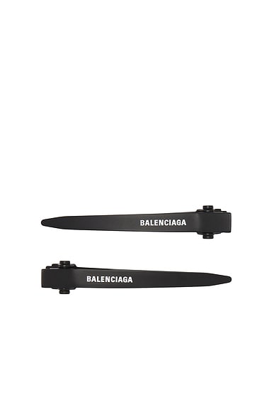Shop Balenciaga Holli Pro Hair Clip Set Of 2 In Matte Black & White