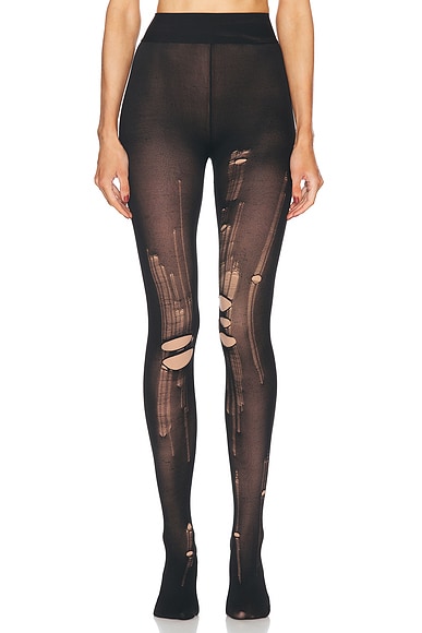 Balenciaga Destroyed Tights in Black Light Beige FWRD