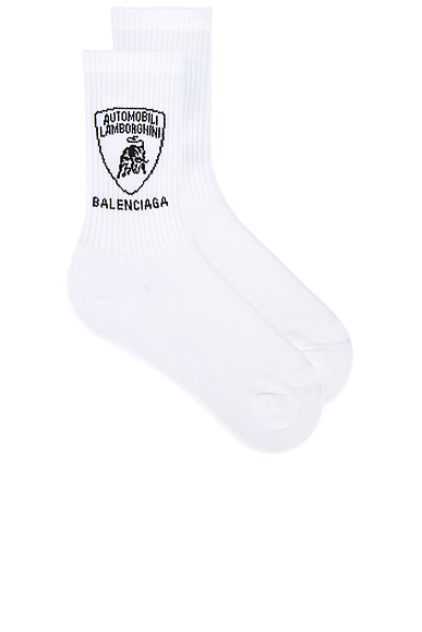 Balenciaga Lamborghini Socks in White & Black