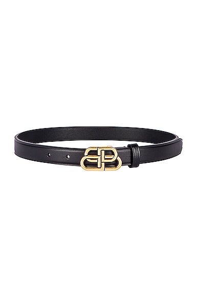 Balenciaga Black Thin Bb Belt In Black