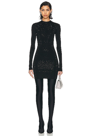 Balenciaga Crystal Mini Dress in Black