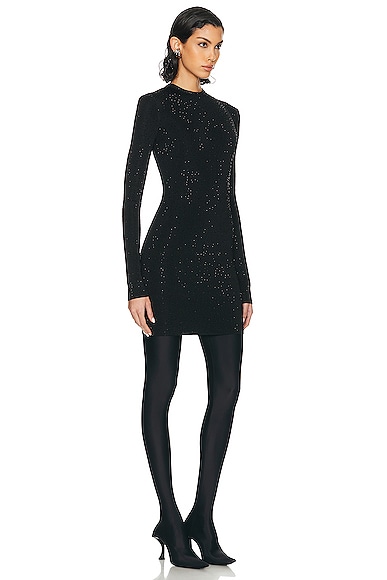 Shop Balenciaga Crystal Mini Dress In Black