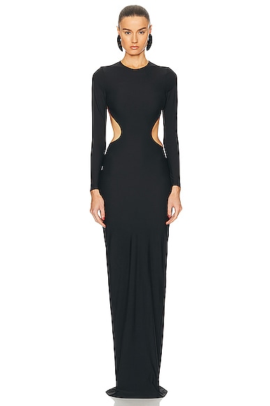 Shop Balenciaga Cut Out Maxi Dress In Black