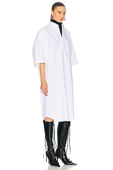 Shop Balenciaga Short Sleeve Cocoon Dress In White