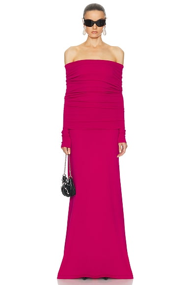 Shop Balenciaga Boat Collar Dress In Pink