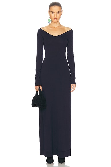 Balenciaga V-neck Dress in Navy