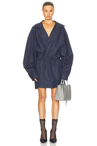 Balenciaga Shirt Mini Dress in Faded Blue