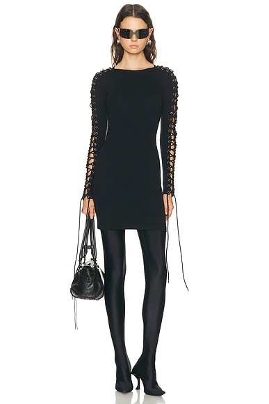 Lace Up Long Sleeve Dress