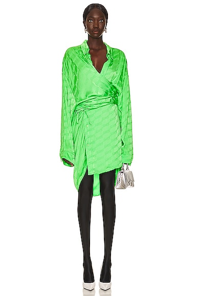 Balenciaga BB Licensing Wrap Dress in Green