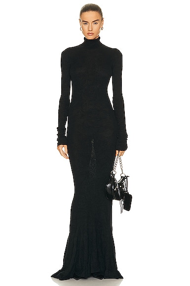 Balenciaga Maxi Godet Dress in Black