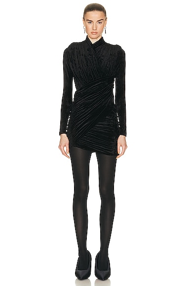 Balenciaga Draped Mini Dress in Black