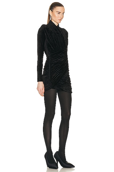 Shop Balenciaga Draped Mini Dress In Black