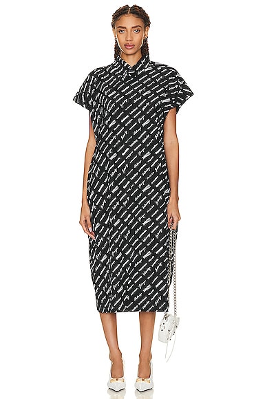 Lunar New Year All Over Logo Swing Collar Dress