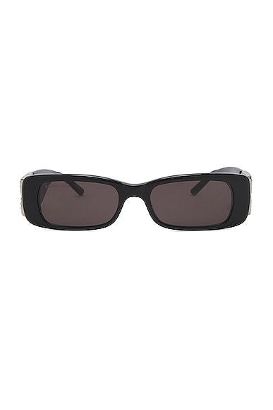 Balenciaga Dynasty Rectangular Sunglasses in Black & Strass