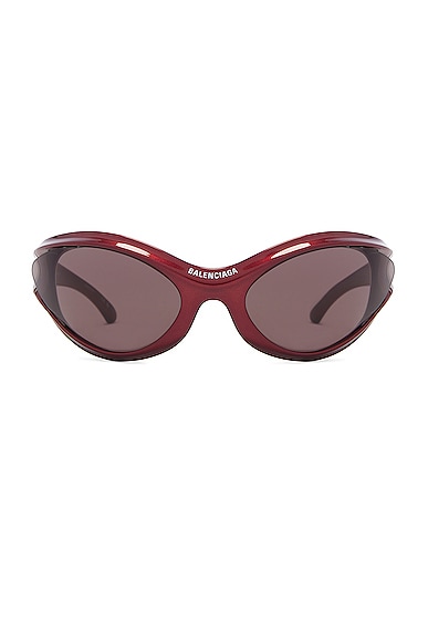 Balenciaga Dynamo Geometrical Sunglasses in Burgundy