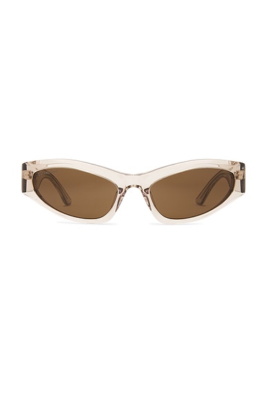 Balenciaga Cat Eye Sunglasses in Beige & Brown