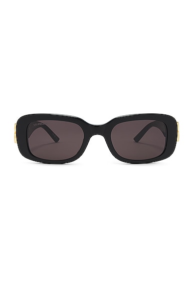 Balenciaga Dynasty Rectangular Sunglasses in Black & Grey