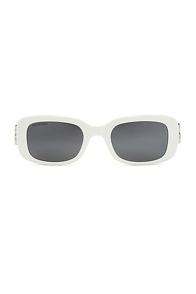 Balenciaga Rectangular Sunglasses in White & Silver