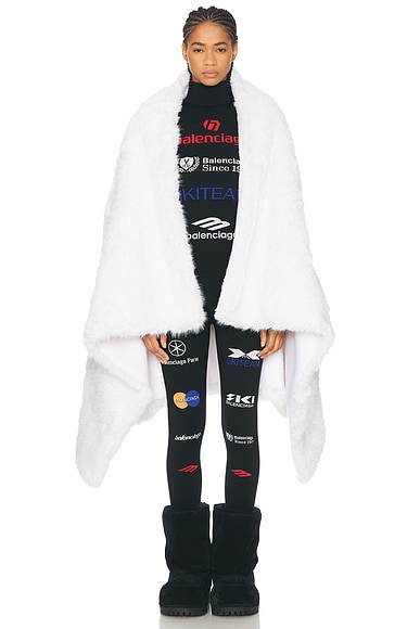 Balenciaga Ski Fake Fur Blanket in White & Black