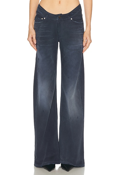 Balenciaga Curved Waist Wide Leg in Navy & Dirty Dark Blue