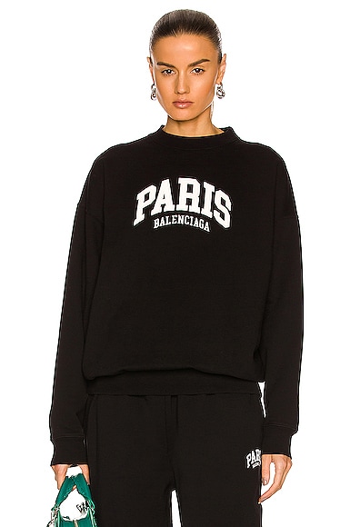 Balenciaga Paris Regular Crewneck Sweatshirt in Black
