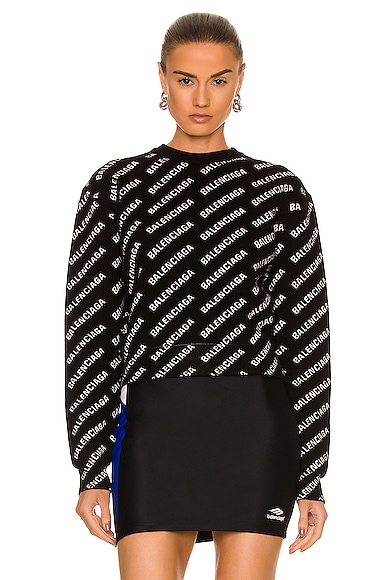 Balenciaga Long Sleeve Crewneck Sweater in White