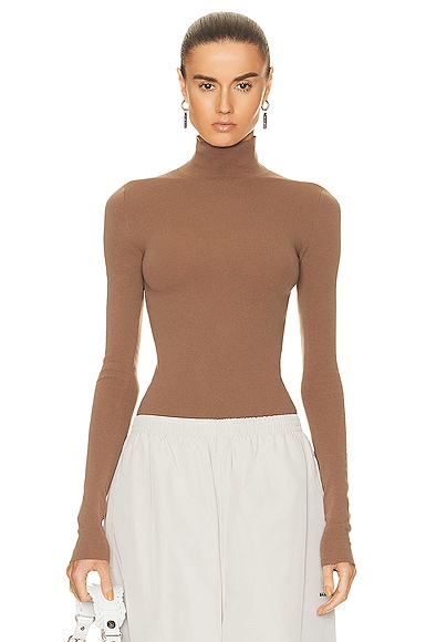 Balenciaga Long Sleeve Tight Sweater in Light Beige