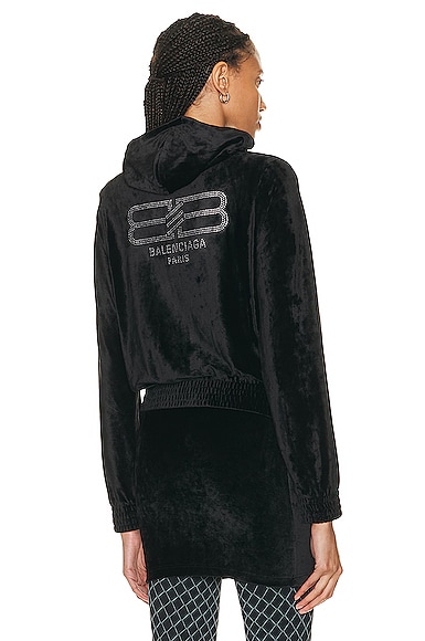 Balenciaga Fitted Zip Up Hoodie in Black