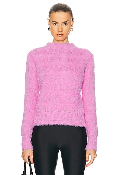 Balenciaga Furry Fitted Sweater in Pink