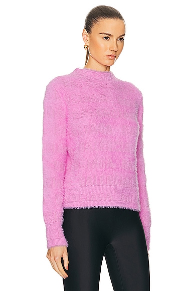 Shop Balenciaga Furry Fitted Sweater In Pink