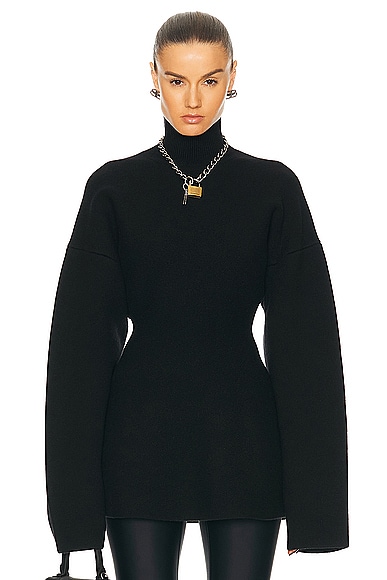 Balenciaga Cashmere Hourglass Turtleneck Sweater in Black