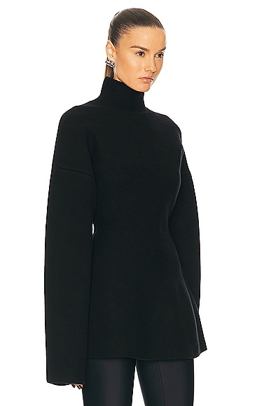 Shop Balenciaga Cashmere Hourglass Turtleneck Sweater In Black
