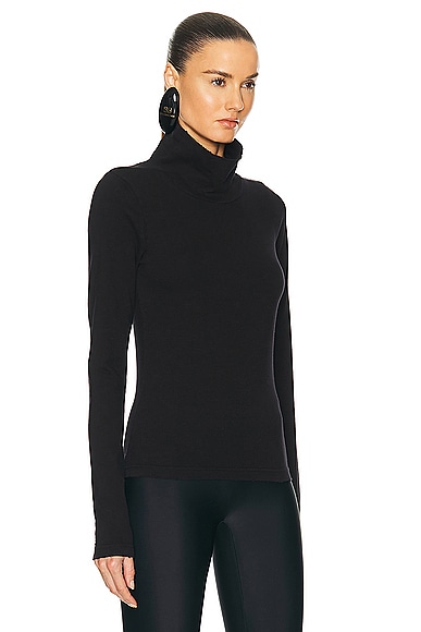 Shop Balenciaga Turtleneck Seamless Sweater In Black