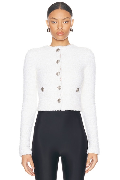 Balenciaga Cropped Cardigan in White