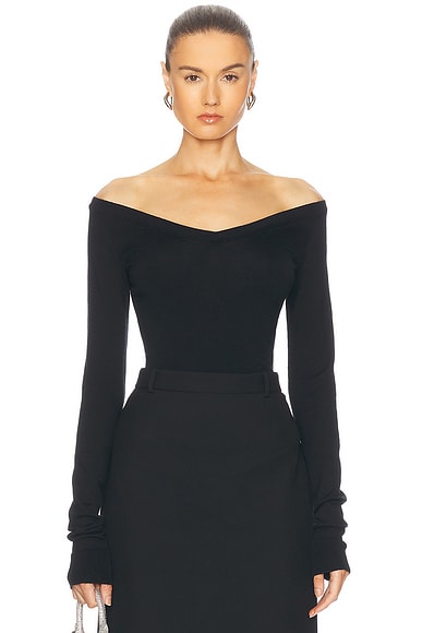 Balenciaga Off Shoulder Sweater in Black