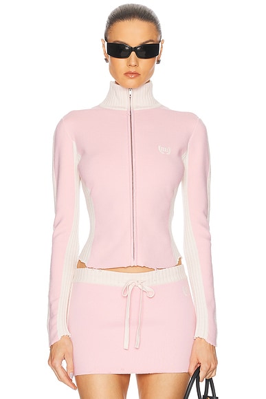 Balenciaga Zip Up Sweater in Pink & White