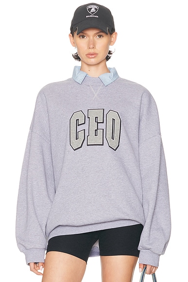 Balenciaga Shirt Crewneck Sweater in Heather Grey