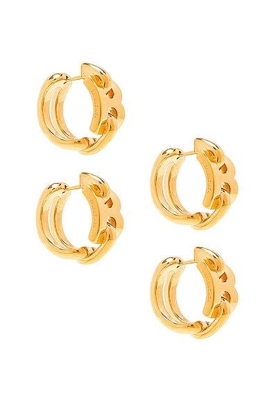 Balenciaga B Chain Hoop Earrings in Metallic Gold