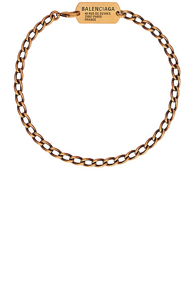 Balenciaga Tags Choker Necklace in Antique Gold