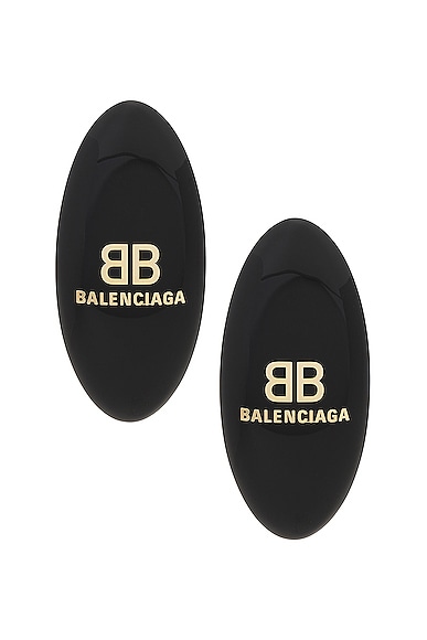 Balenciaga Hairclip Earrings in Black & Gold