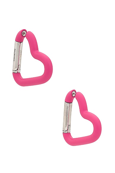 Balenciaga Love Clip Earrings in Pink & Antique Silver