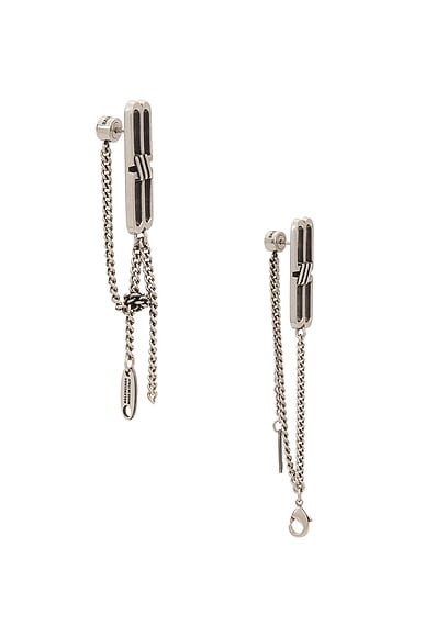 Shop Balenciaga Bb Icon Tangled Earring In Antique Silver