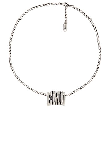 【送料込】BALENCIAGA★EMO ネックレス Balenciaga 3 Letter EMO Necklace in Antique Silver | FWRD