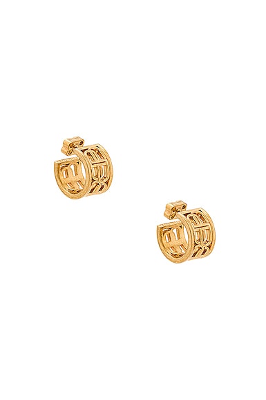 Balenciaga BB Hoop Earrings in Metallic Gold