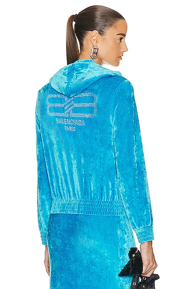 Balenciaga Fitted Zip Up Hoodie in Azure