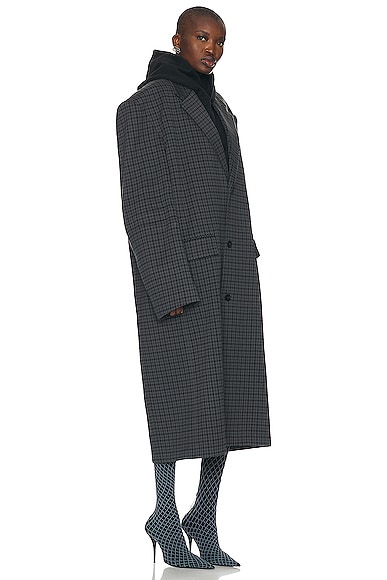 Shop Balenciaga Knitted Coat In Grey
