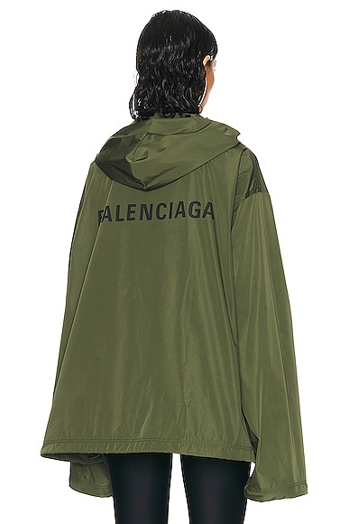 Balenciaga Hooded Rain Jacket in Khaki