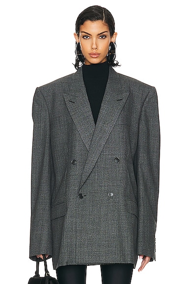 Balenciaga Double Breasted Regular Jacket in Black & Grey