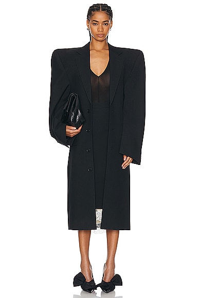 Balenciaga Cut Away Boxy Coat in Black
